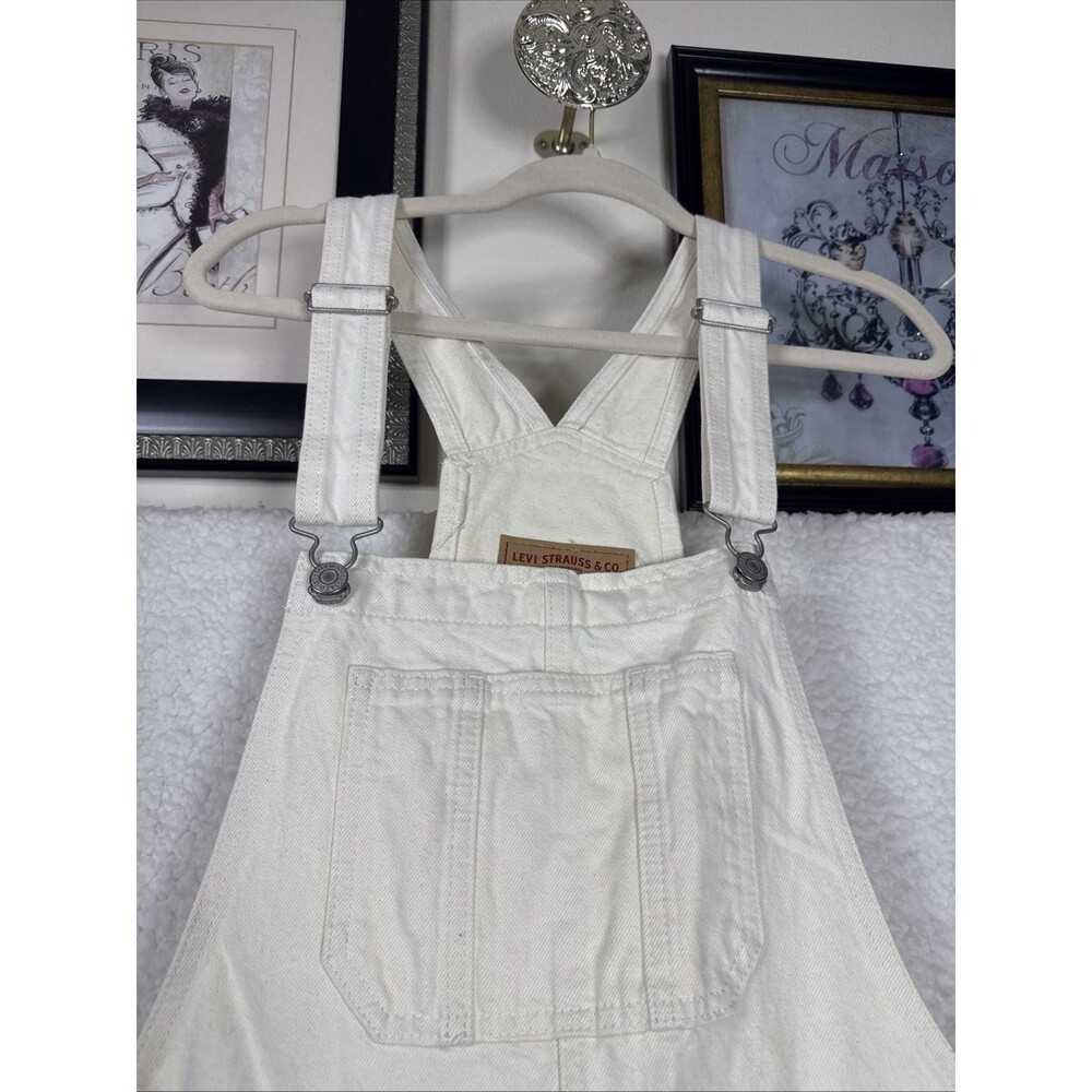 (Q1) NWT Levi's Women's Utility Loose Cream Denim Overall Easy Ecru-Natural,Sz M - Picture 13 of 16